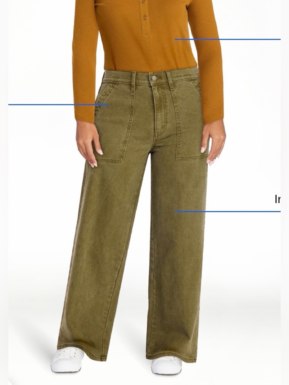 Time‎ and Tru Jeans Wide Leg High Rise Utility Trouser Women's SIZE 16 GREEN New